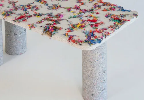From Textile Waste to Timeless Design: Pioneering Artificial Stone Furniture Crafted from Recycled Garments