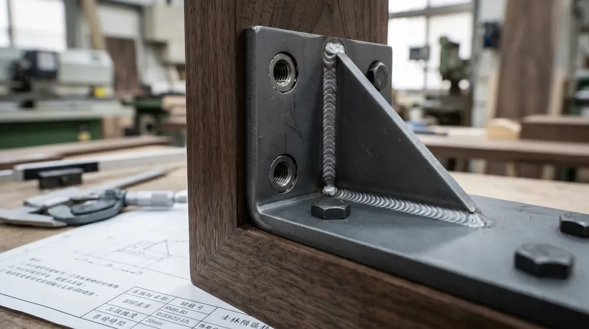 Continuous TIG weld on a heavy-duty stainless steel hotel chair frame
