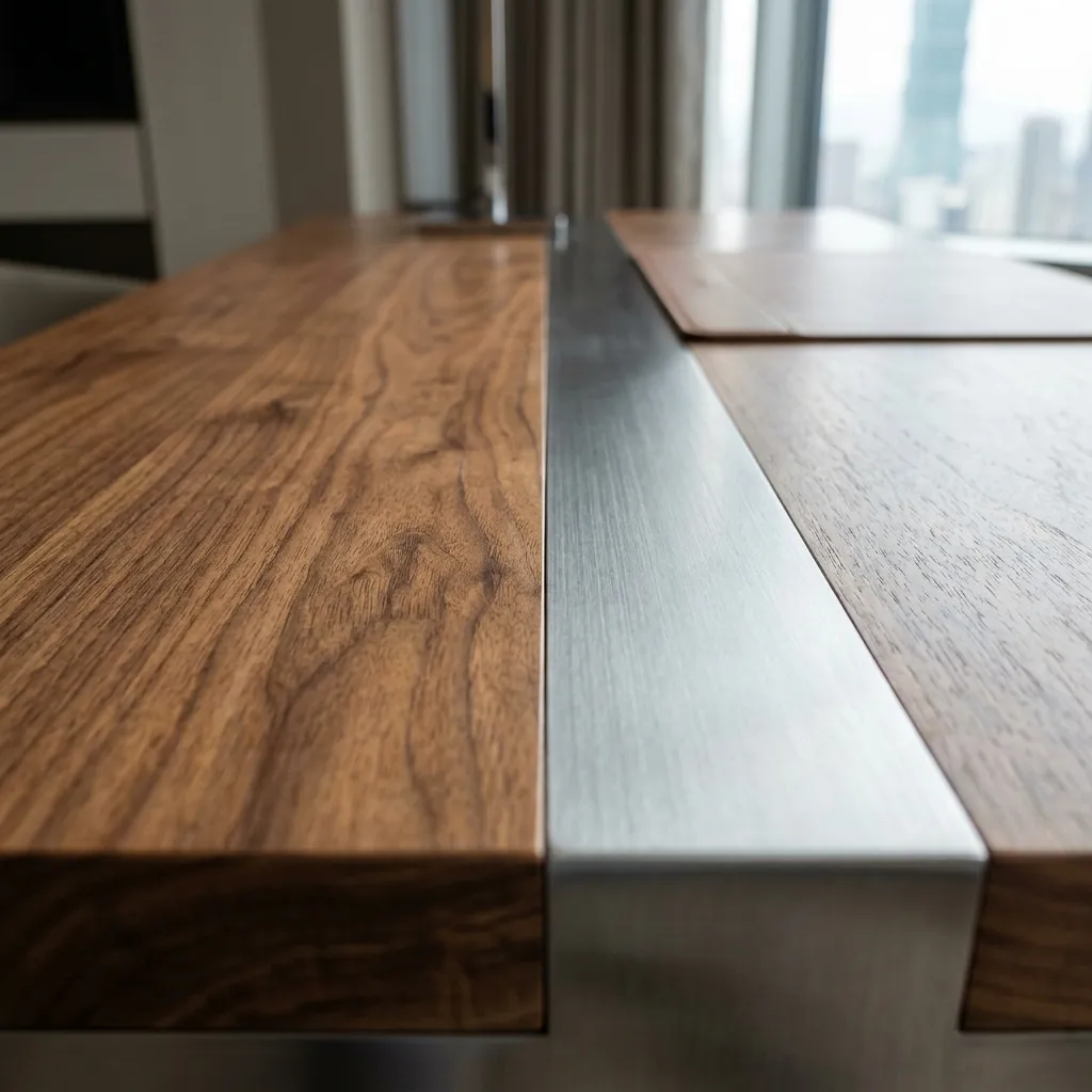 Flawless zero-tolerance joint between walnut wood and stainless steel